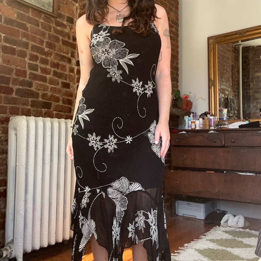 Vintage floral beaded dress